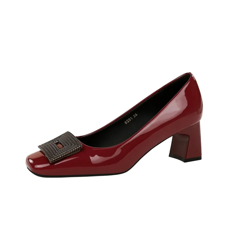 QITUMAUL Chunky Heel High Heels Women's-7
