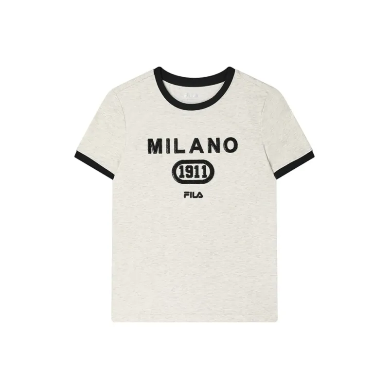 FILA MILANO Italian Luxury Sports Collection T Shirt Women's Light Khaki Heather Gray-0