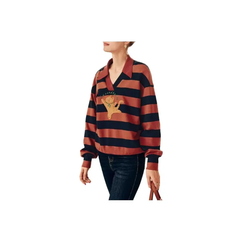 Olrain Sweatshirts Women's Orange Red-0