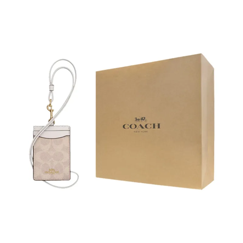 COACH PVC With Skin Card Holder Mini Women's Milk Tea & White-6