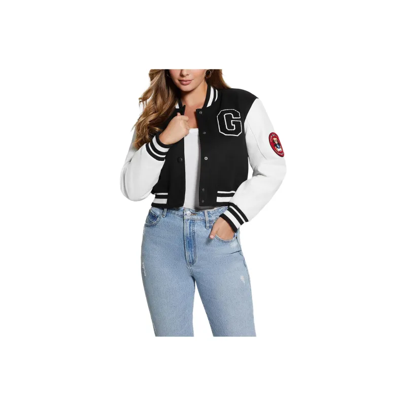 GUESS Bear Varsity Jacket Jackets Coats Women's Black-0