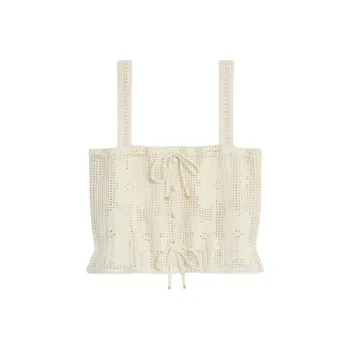 CELINE Floral Crocheted Cropped Top