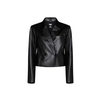 DKNY Double breasted Faux leather Blazer