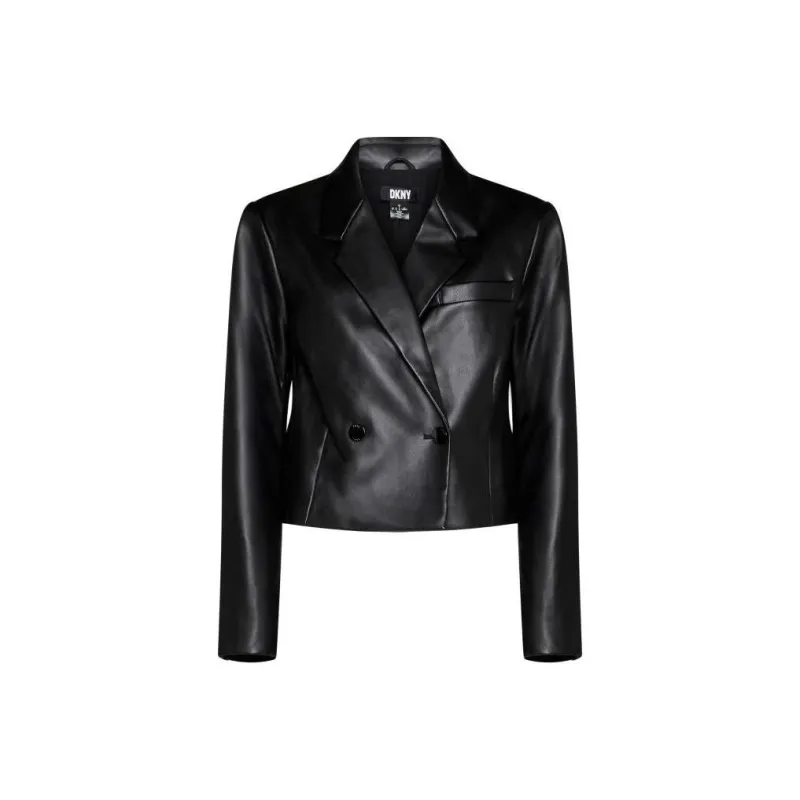 DKNY Double breasted Faux leather Blazer-0