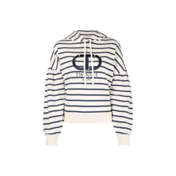 TWINSET Logo-print Breton-stripe Hoodie