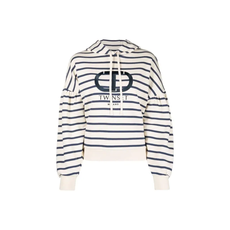 TWINSET Logo-print Breton-stripe Hoodie-0