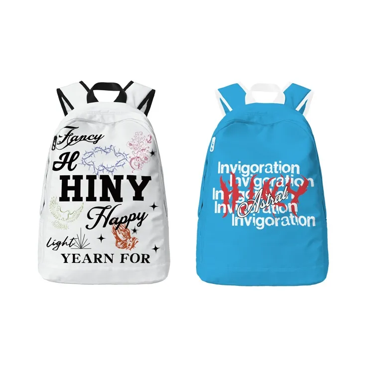 HINY Polyester Backpack Unisex White-40