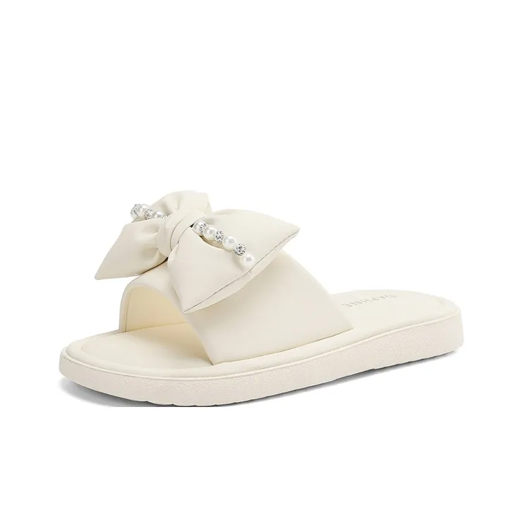 DAPHNE Leather Patchwork Quiet Slide Slippers Women's-0