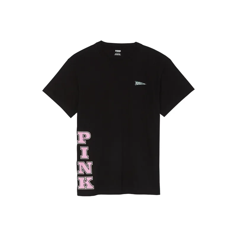 Victoria's Secret T-Shirt Women's Pure Black-Pink Spirit-0