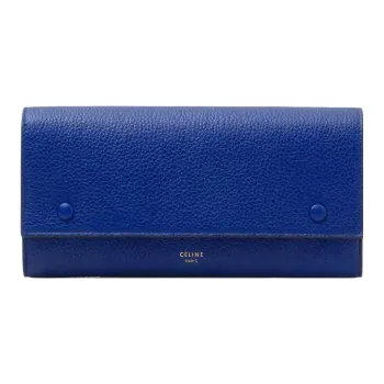 CELINE Genuine Leather Wallet Regular Women's Blue