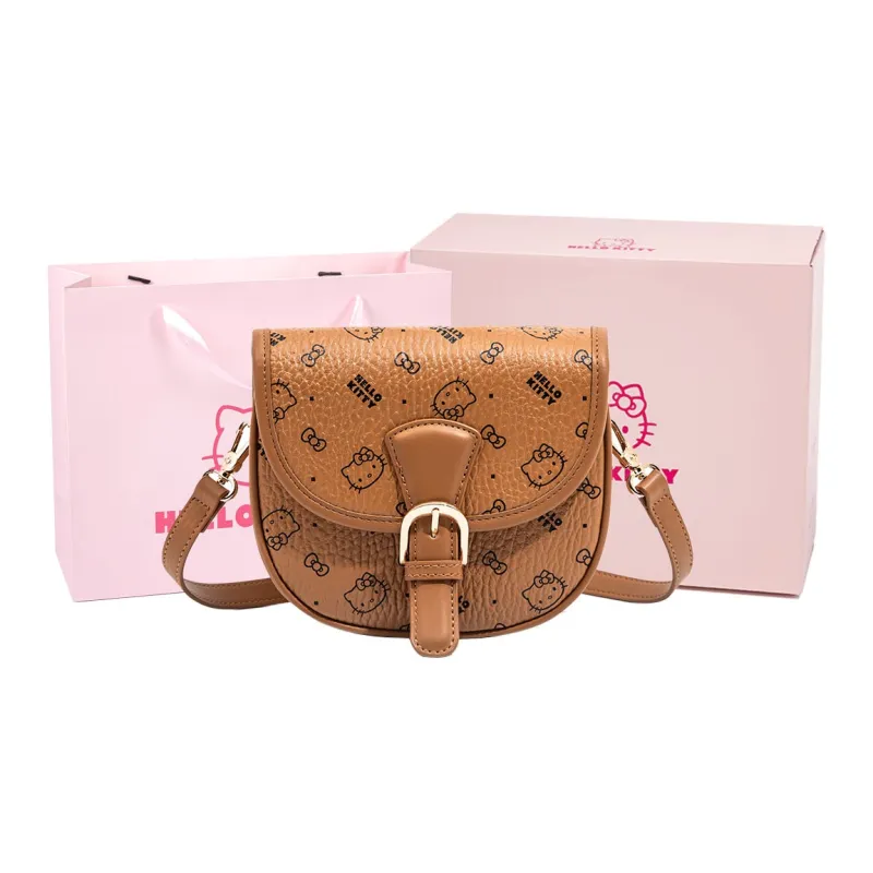 MESUCA Sanrio Hello Kitty Collaboration Kitty Series PU Crossbody Bag, Shoulder Bag Women's Pink/Brown/Milk Tea-6