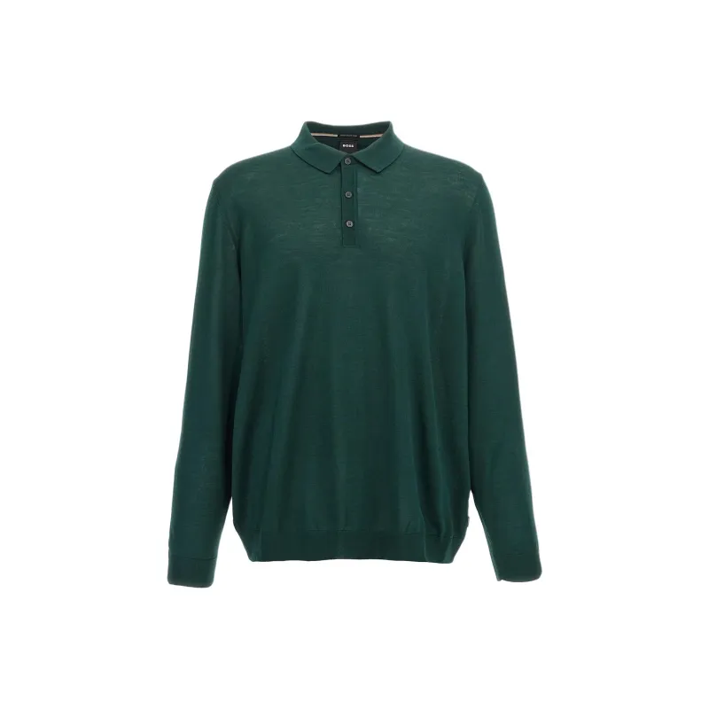 HUGO BOSS Long SLeeved Fine Knit Polo Shirt-0