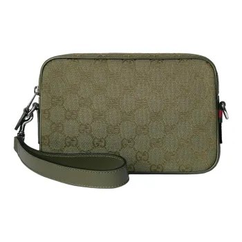 GUCCI Canvas Crossbody Handbag Trumpets Men's Forest Green