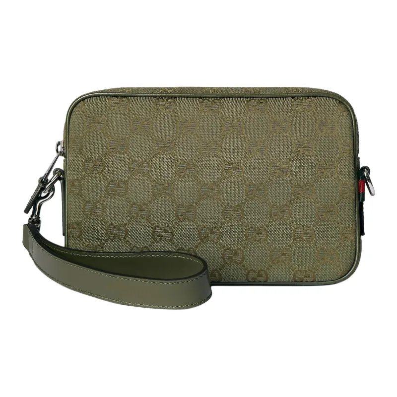 GUCCI Canvas Crossbody Handbag Trumpets Men's Forest Green-0