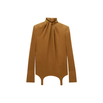 SAINT LAURENT Twist-Neck Garter Blouse