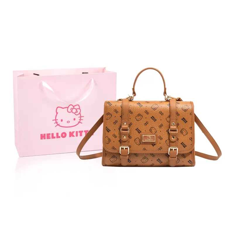 MESUCA ×Sanrio Collaboration Kitty Series PU Backpack Women's Pink/Brown/Milk Tea-5