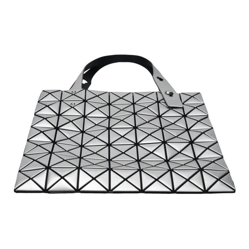 ISSEY MIYAKE PLATINUM COFFRET Polyurethane Tote Bag, Shopping Bag, Handbag Women's Silver-3