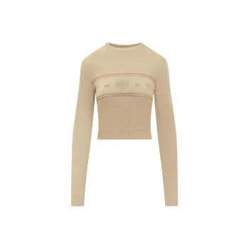 CHIARA FERRAGNI Logo Intarsia Knit Crewneck Jumper