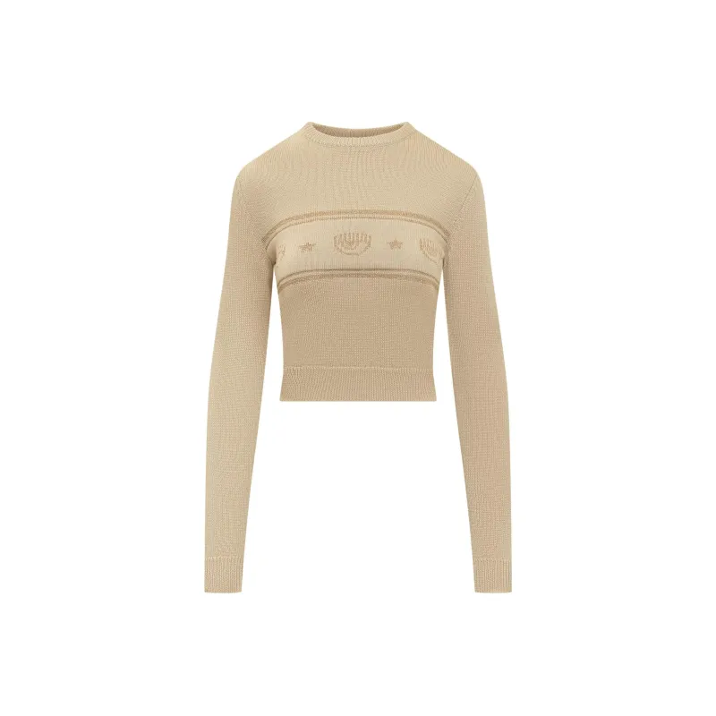 CHIARA FERRAGNI Logo Intarsia Knit Crewneck Jumper-0