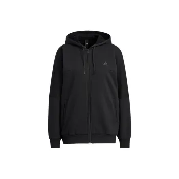 adidas Wording Oversized Fit Fleece Full Zip Hoodie Black