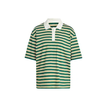 Adidas Originals 80s OVERSIZED STRIPE POLO SHIRT Polo Shirt Women's Forest Green