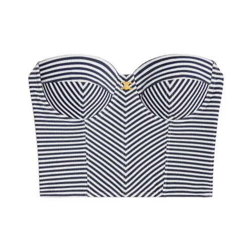 CELINE Triomphe Bustier In Striped Jersey