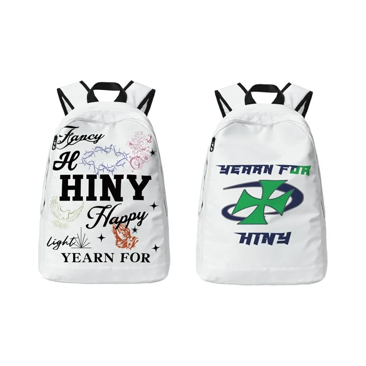 HINY Polyester Backpack Unisex White-38
