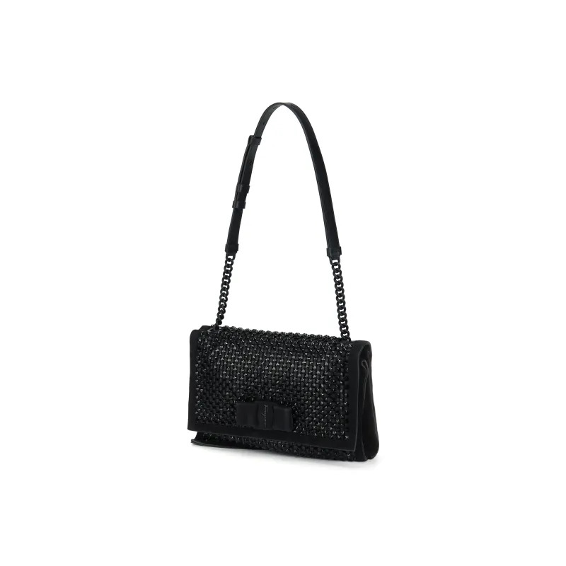 FERRAGAMO Cashmere Small Square Bag Shoulder Bag Women's Black-1