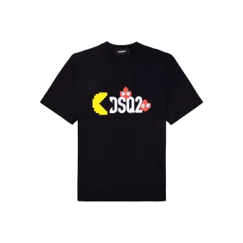 DSQUARED 2 PAC Man Logo Printed Cropped T Shirt