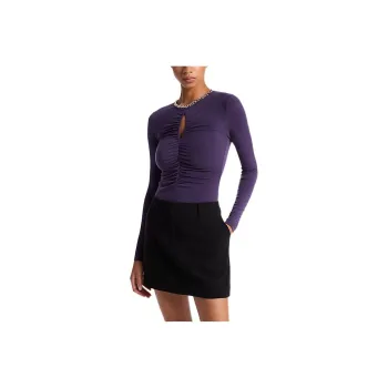MICHAEL KORS Embellished Matte Jersey Keyhole Top