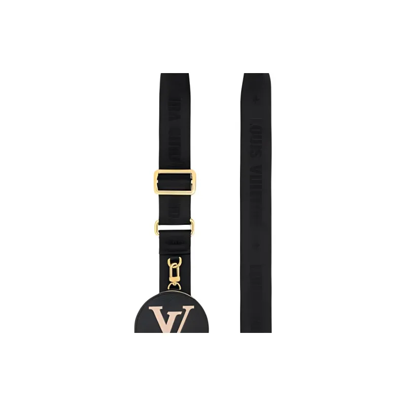 LOUIS VUITTON Nylon With Grain Cow Leather Bag Strap Women's Black-1