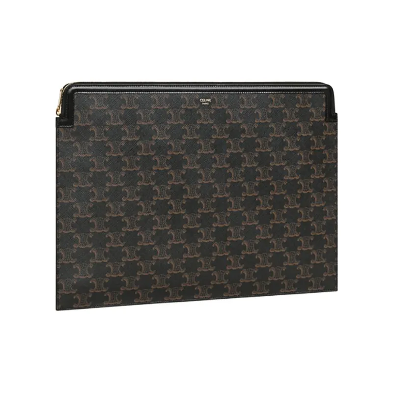 CELINE Artificial Leather And Cow Leather Document Folder Clutch Men's Black-1