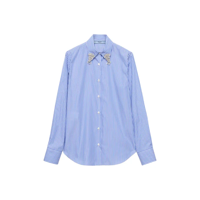 PRADA Embellished Long Sleeved Striped Shirt-0