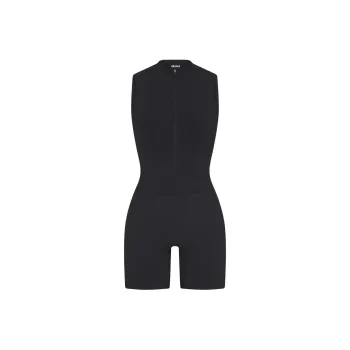 SKIMS CONTOUR NYLON ZIP FRONT ONESIE Bodysuits Women's ONYX/Onyx
