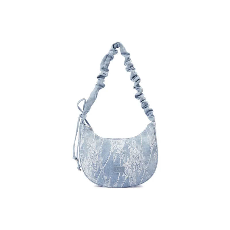 Lee Fabric Shoulder Bag, Handbag, Shoulder Bag, Crossbody Bag Women's Light Blue White-4