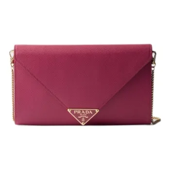 PRADA Saffiano Calfskin Shoulder Bag Mini Women's Burgundy Pink