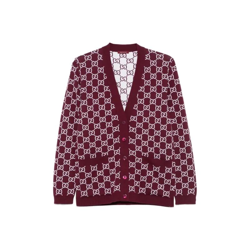 GUCCI Reversible Gg Jacquard Button Up Cardigan-0