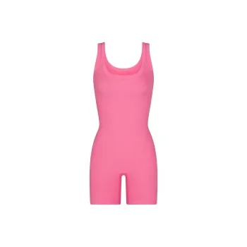 SKIMS COTTON RIB ONESIE Jumpsuit Women's SUGAR PINK/Candy Pink