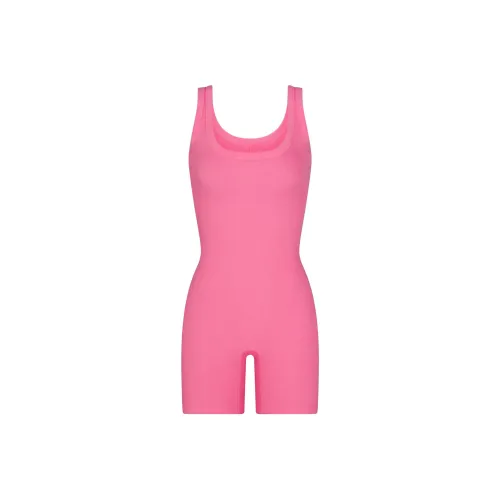SKIMS COTTON RIB ONESIE Jumpsuit Women's SUGAR PINK/Candy Pink