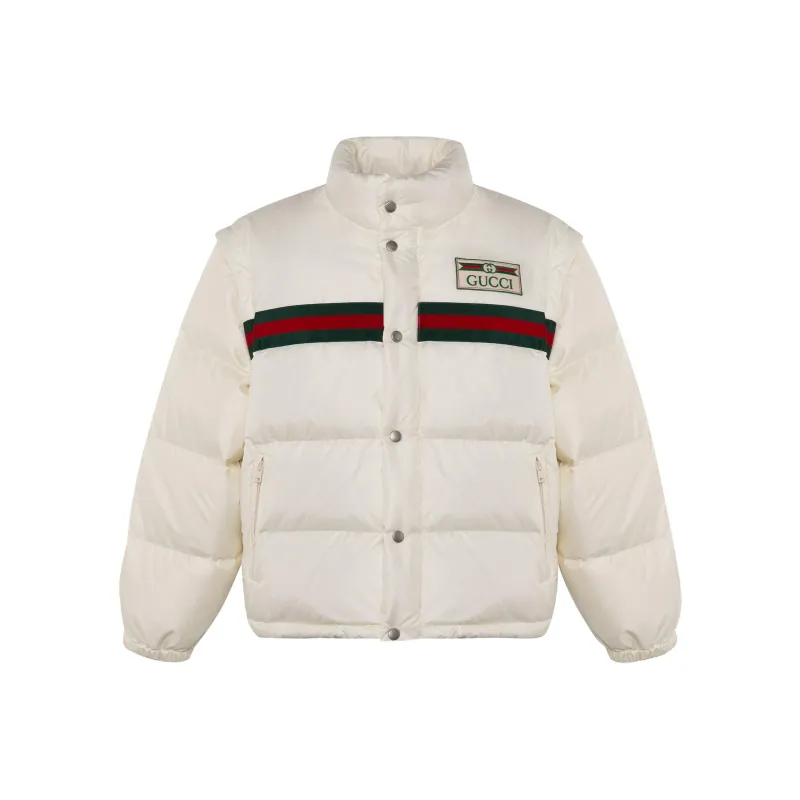 GUCCI Padded Bomber Jacket With Web 'White'-0