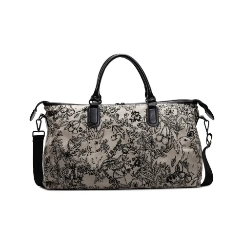 OUZIHUANG Nylon Handbag Travel Bag Women's Black/Coffee