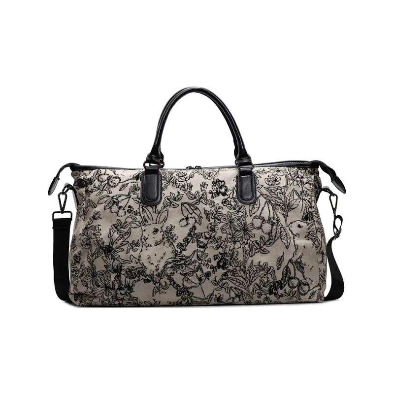 OUZIHUANG Nylon Handbag Travel Bag Women's Black/Coffee-0