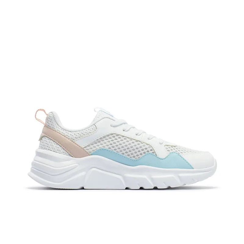 361° Waterproof Lightweight Rebound Low Top Casual Shoes Women's 361 Degrees White Fresh Pink-1
