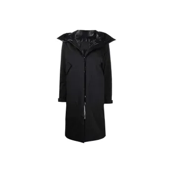 Moncler FW21 Solid Color Hooded Mid-Length Down Jacket Women's Black