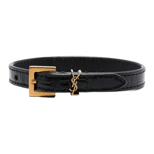 SAINT LAURENT Leather Wristbands Women's Black