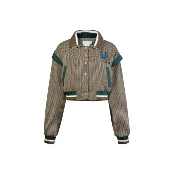 Guuka Hero Jackets Coats Women's Green Houndstooth