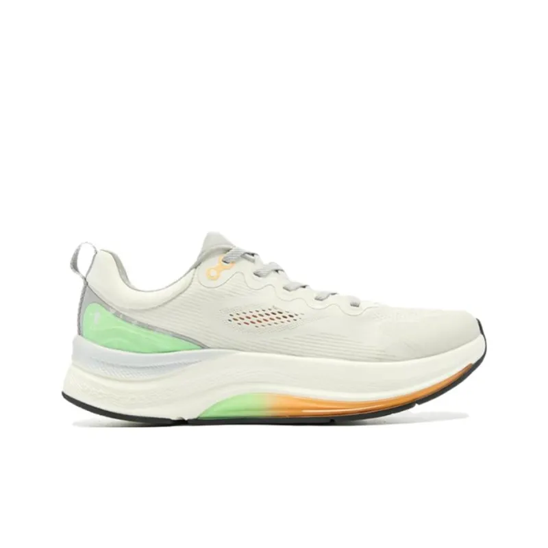 QIAODAN Cushioned Slip Resistant Abrasion Resistant Low Top Cushioning Gel Casual Running Shoes Men's White Gray Green-1