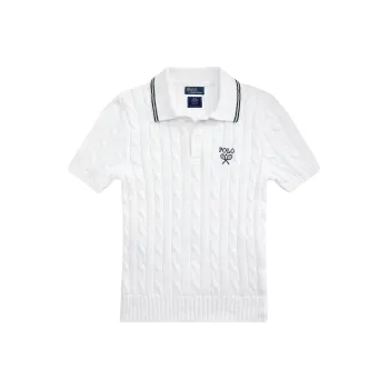 Polo Ralph Lauren Wimbledon Tennis Open Collection SS24 Polo Shirt Women's Porcelain White