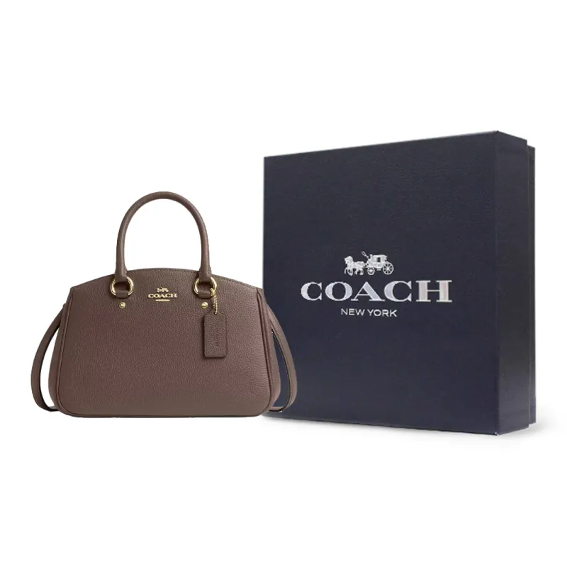 COACH Leather One Shoulder Handbag Trumpets Women's Brown-11