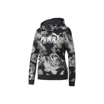 PUMA Essentials+ FROZEN FLOWER AOP Hoodie Sweatshirt Women's Black